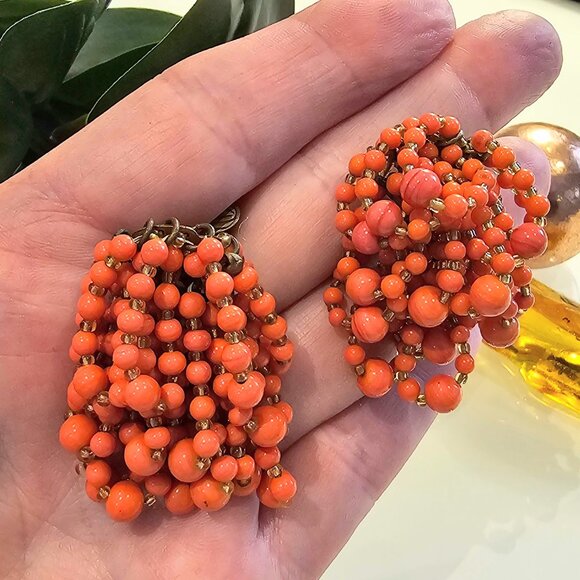 Lot of Orange Vintage Clip-on Earrings - Picture 4 of 7